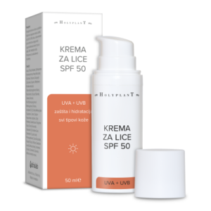 Holyplant SPF 50 krema štiti kožu od UVA i UVB zraka, hidratizira i sprječava starenje. Idealna za svakodnevnu njegu.